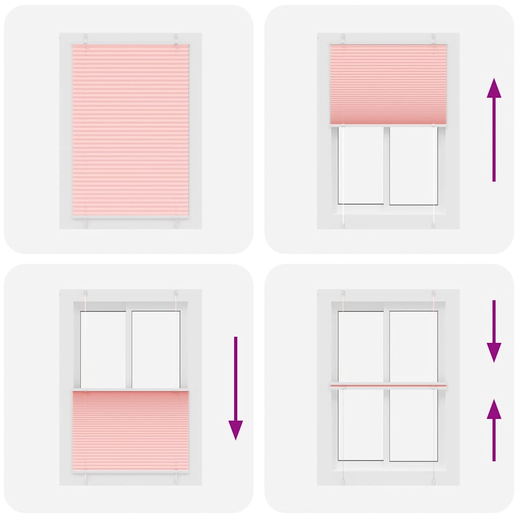 Pink Pleated Roller Blind 90X150 Cm Fabric Width 89.4 Cm