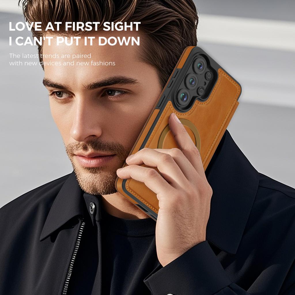 Business Leather Flip Case For Samsung Galaxy S25 S26 Ultra S25 Edge A56 A36 Magnetic Magsafe Built-in Card Slot PU Back Cover