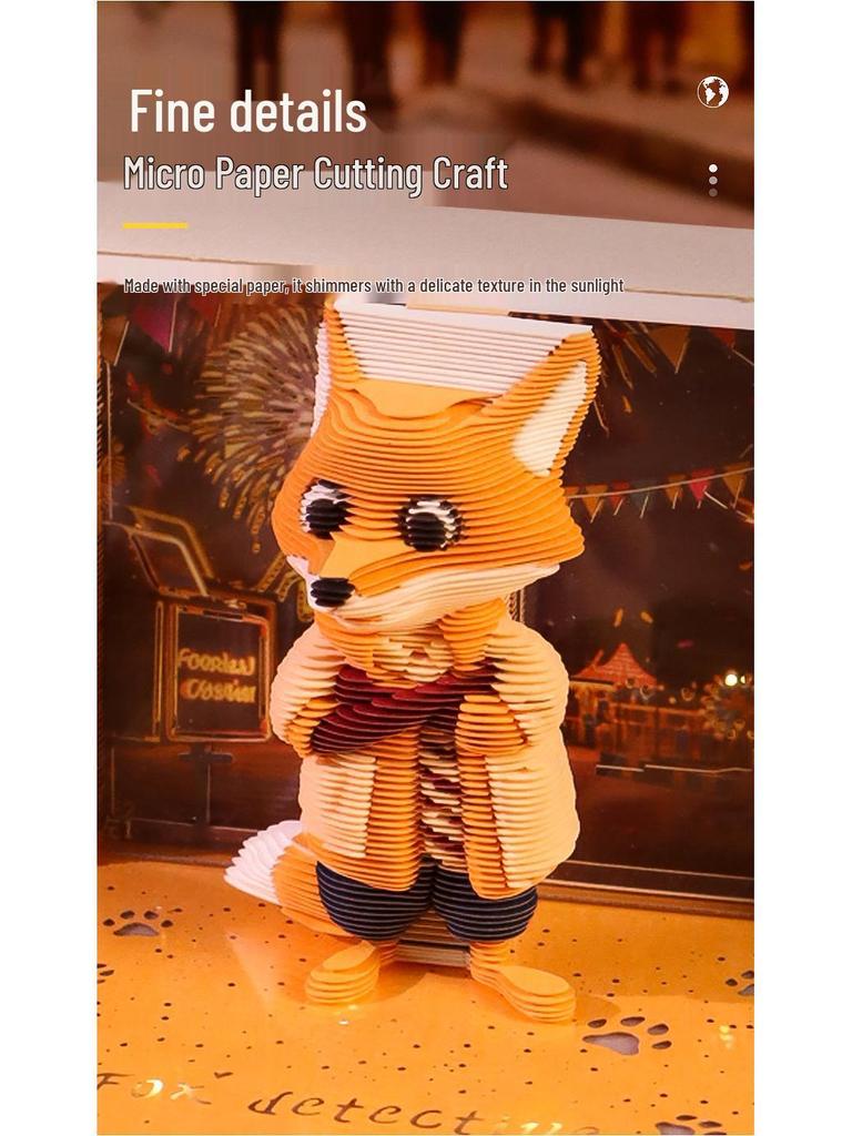 3D Pop-up Haftnotizen & Abreiß-Notizblockkalender mit Fuchs-Design