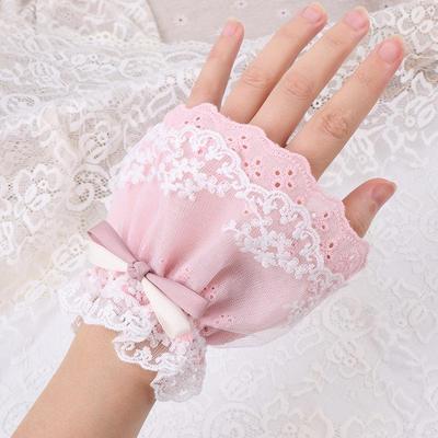 Manches de poignet Lolita en dentelle ajourée avec nœud
