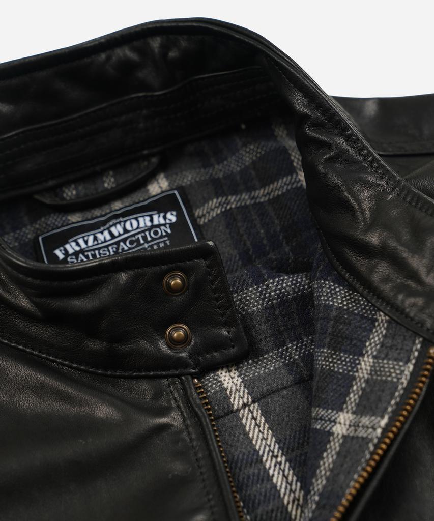 FRIZMWORKS Waxed Cowhide Buddy Harrington Jacket _ Black