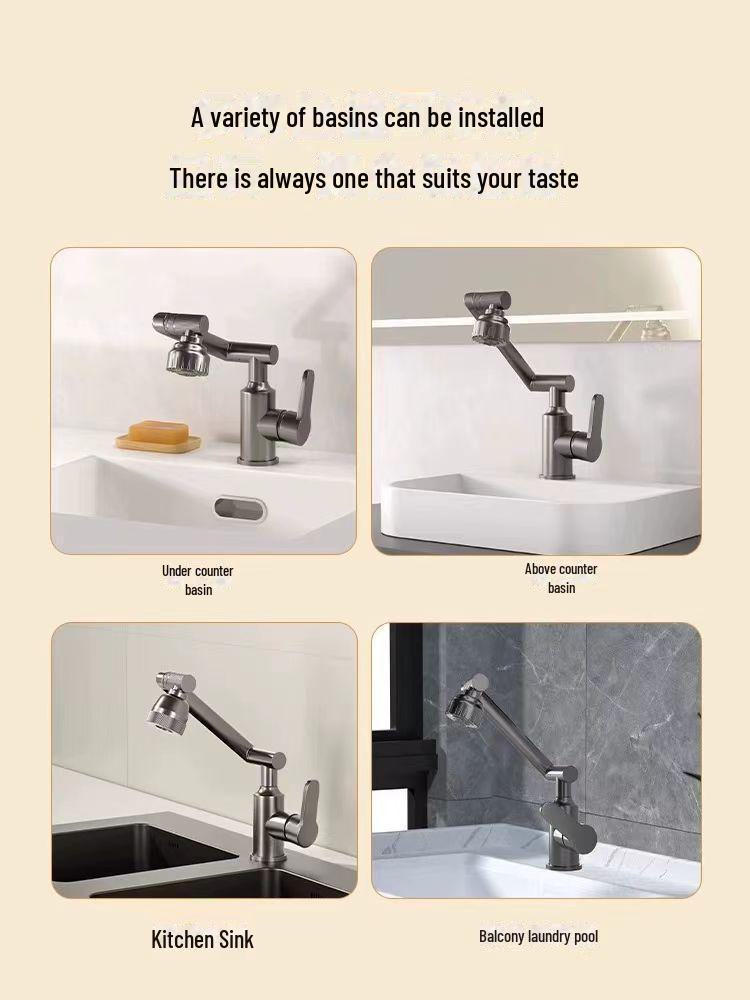 Adjustable Dual-Speed Hot & Cold Universal Faucet with Lucky Cat Design