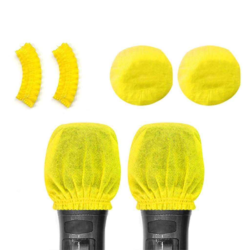 Disposable Microphone For Lectures and Karaoke 50-Piece Cover, Non-Woven Fabric, Antibacterial, Dustproof, Noise-Proof, (Yellow)