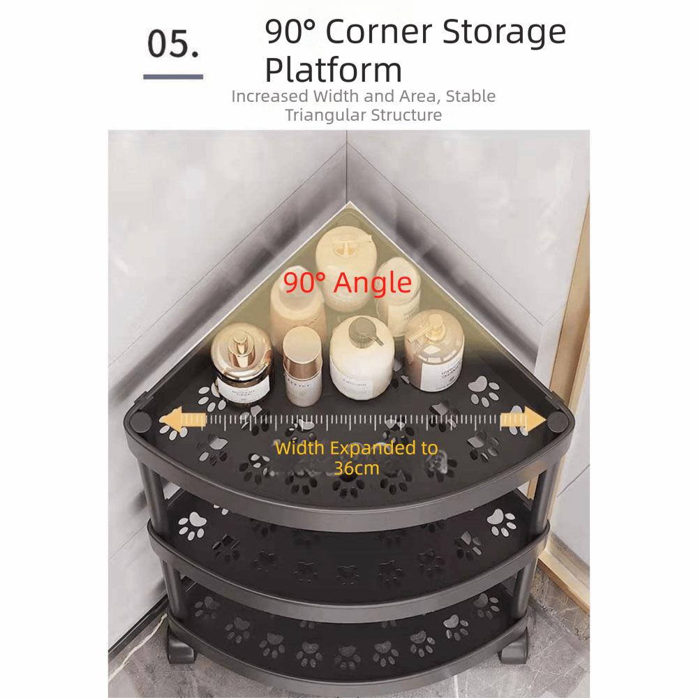 Multi-Tier Bathroom Storage Rack Large Capacity Rolling Cart Storage Rack Home Organizer