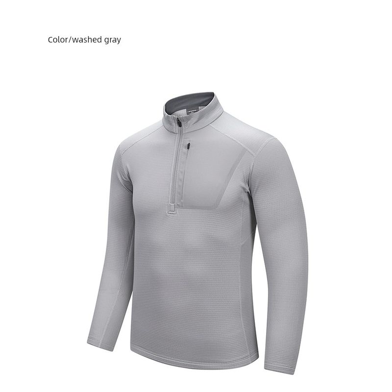 Outdoor Lightweight Sports Fitness Running Half-Zip Stand-Up Collar Sweatshirt Men's Spring and Autumn Base Layer Foreign Trade Men's T-Shirt