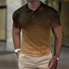 Fashionable and Minimalist Gradient 3D Digital Printed Men's Comfortable Polo Shirt