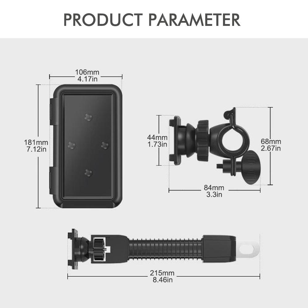 Waterproof Motorcycle Phone Mount, 360° Adjustable Bike Handlebar Holder for Smartphones with Anti-Shock for Navigation