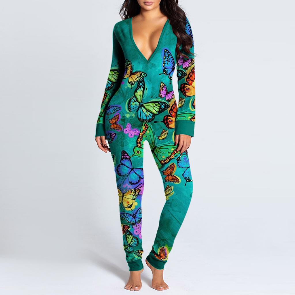 Women's Button-down Front Functional Buttoned Flap Adults Jumpsuit