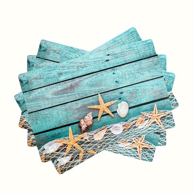 1pcs Blue Starfish Design Home Decor Kitchen Table Mats, Printed Insulation Table Mats