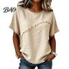 Soft Touch Women Tee T-shirt, Crew Neck Short Sleeve Shirt, Pure Color Fabric Summer Loose Fit Tops, Casual Tees T-shirt
