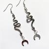 Gothic Gold Color Spirit Snake Crescent Moon Pendant Dangle Earrings for Women Hallowmas Party Witch Jewelry Accessories Gifts