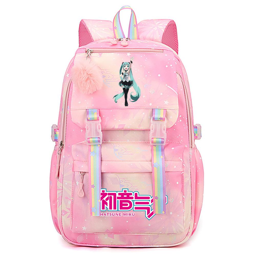 Anime Anime Hatsune Miku Bedruckter Rucksack mit großem Fassungsvermögen, wasserdicht, für Teenager, Schüler, Mädchen, Jungen, Schultasche, Büchertasche, Reisetasche