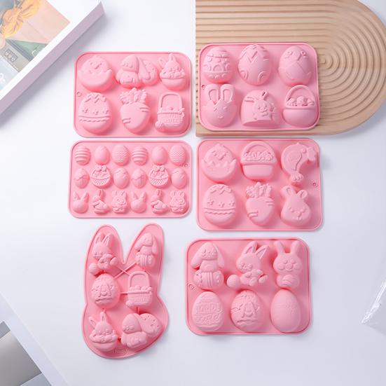 Easter Chocolate Mold Non-Stick Shape Silicone Baking Chocolates Candies Cake Mold Easter Bunny Cupcakes Candy Mold