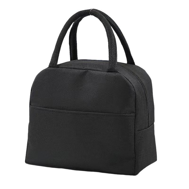Black Double Layer Wood Grain Bento Box Microwave Safe Large Capacity Lunch Container with Thermal Bag