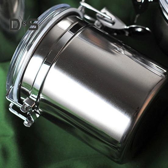 4ks Nerezová vzduchotěsná sada kanystrů Nádoba na potraviny Odolná proti vlhkosti Kuchyňská linka Organizér pro skladování cukru a mouky s průhledným víkem