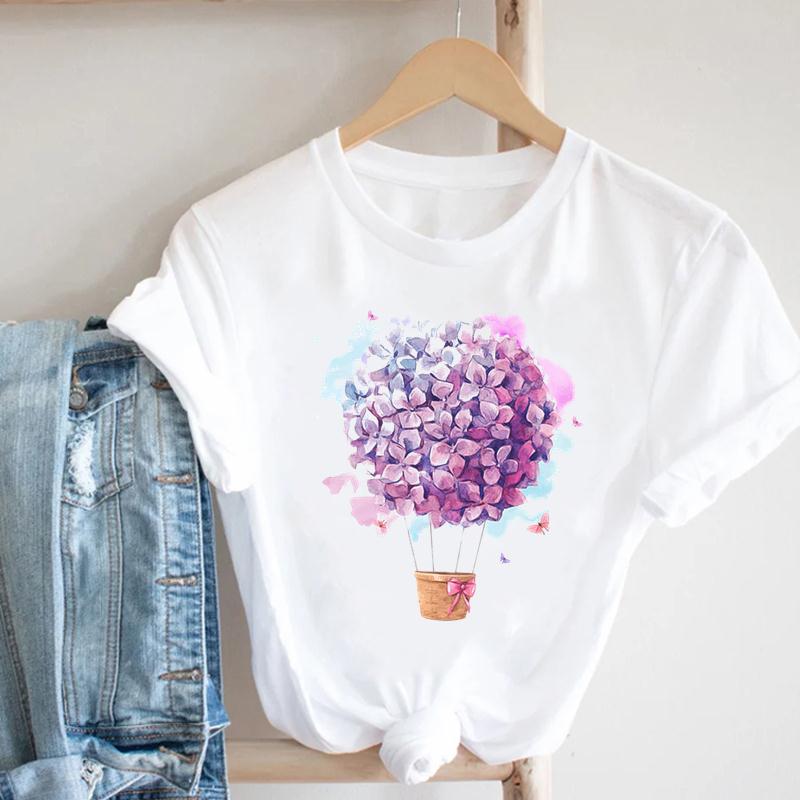 Watercolor Butterfly Tee Top Women Print Summer Fashion T-shirt Elegant Clothing Casual Short Sleeve Lady Female Graphic T-shirt