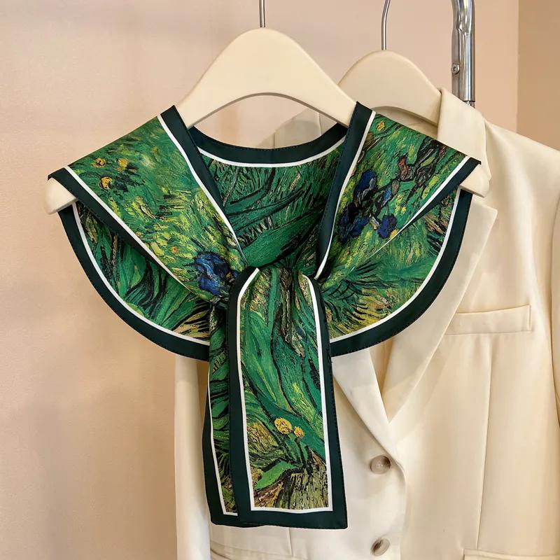 WTEMPO Women's Spring Summer Versatile Casual Outdoor Sunscreen Scarves Retro Elegant Fashion Printed Soft Thin Silk Scarves Shawls