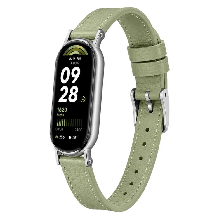 Litchi Texture Loop Buckle Vegan Leather Watch Band For Xiaomi Smart Band 10 / 10 NFC / 9