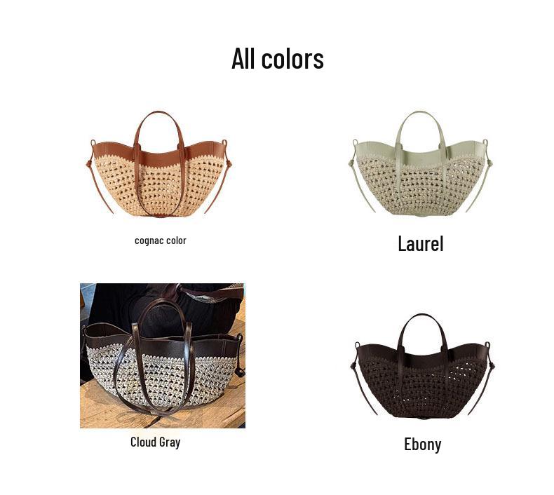Borsa a Mano Polne Intrecciata in Vera Pelle: Borsa a Spalla alla Moda, di Grande Capacità, in Pelle di Mucca per Uso Casual o da Spiaggia