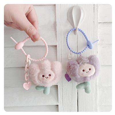 Kawaii cartoon flores chaveiro bonito pelúcia tulipa chaveiro sacos pingente decoração