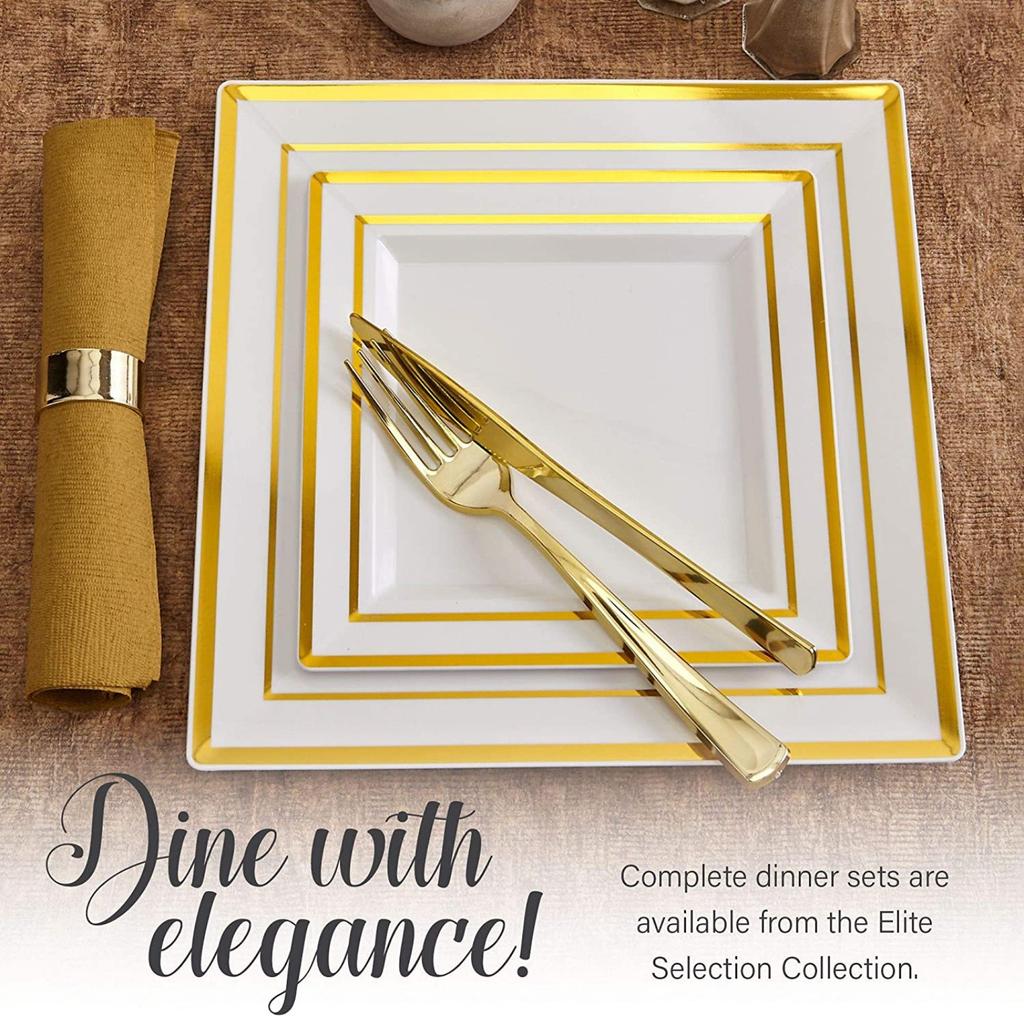 Square Plate Western Food Plate Square Gold Stamped Hard Plastic Plate  Edge Square Plate
