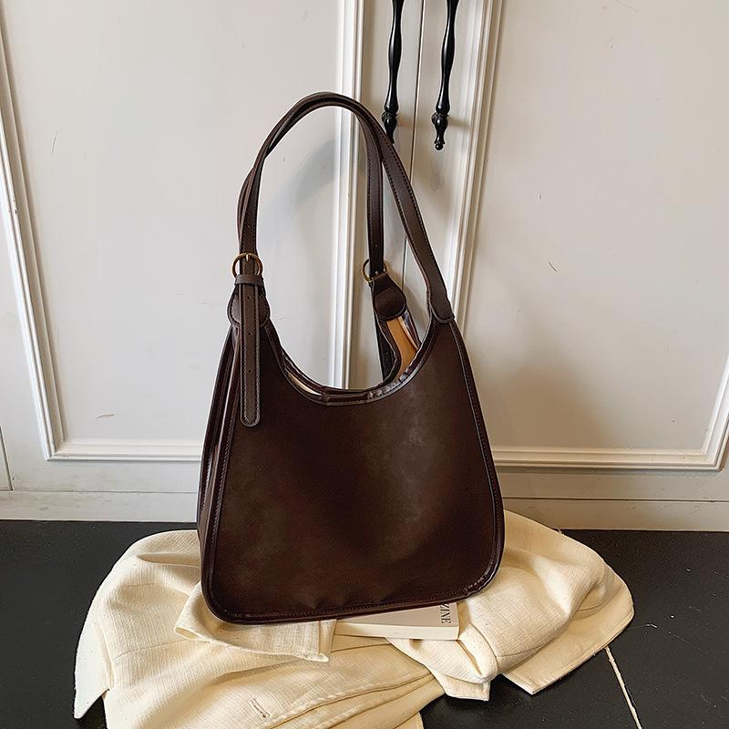 Autumn new soft waxy women's bags versatile light luxury fashion matte personalized portable underarm bags trendy shoulder bags