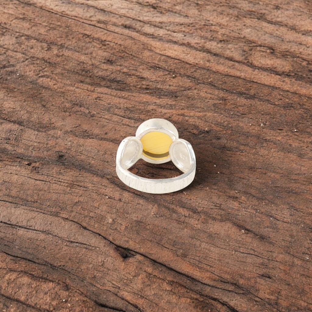 Natural Yellow Tiger's Eye Gemstone 925 Solid Silver Jewelry Handmade Girls Ring RR-1-45