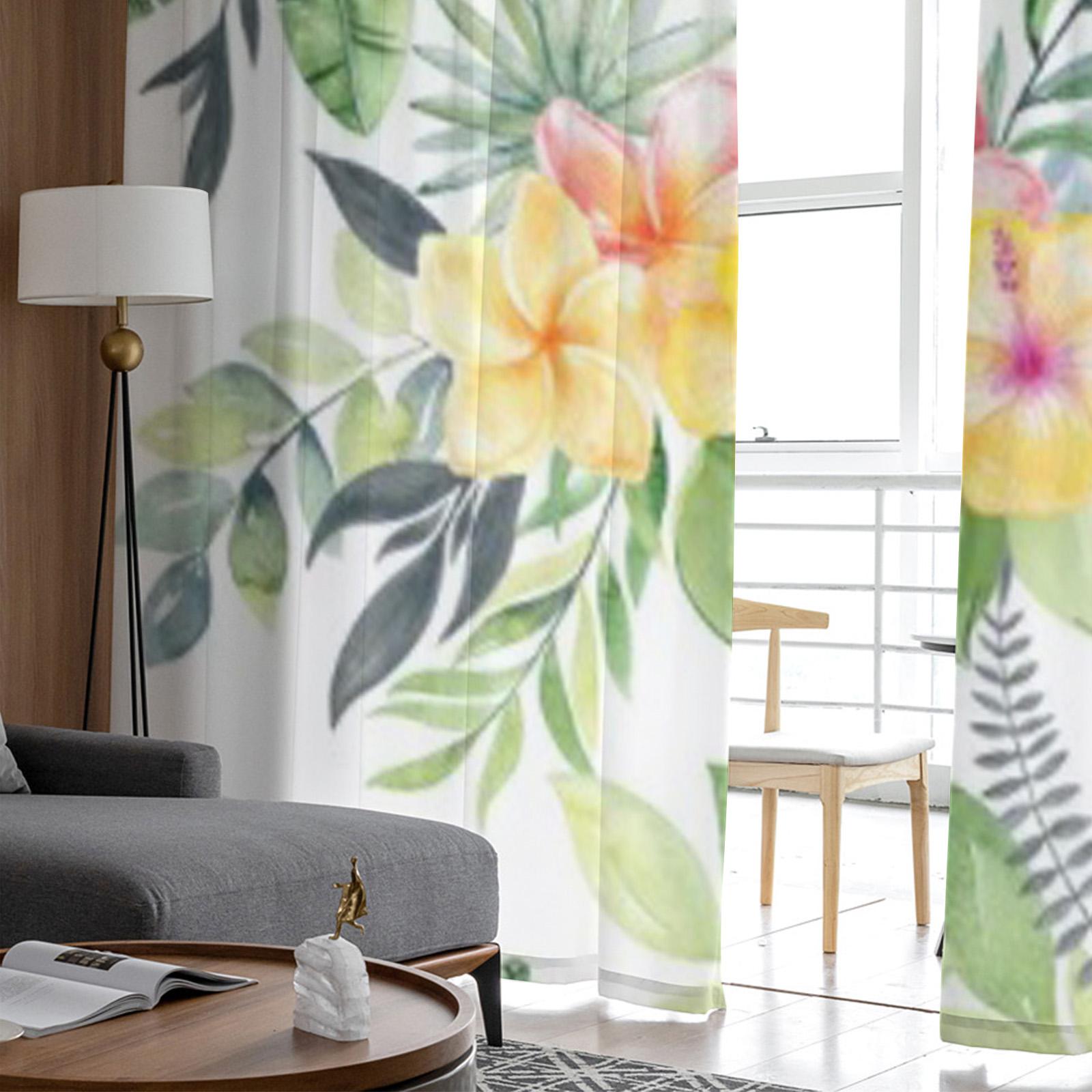 Прозрачные шторы с акварельными цветами для гостиной — фото 4
