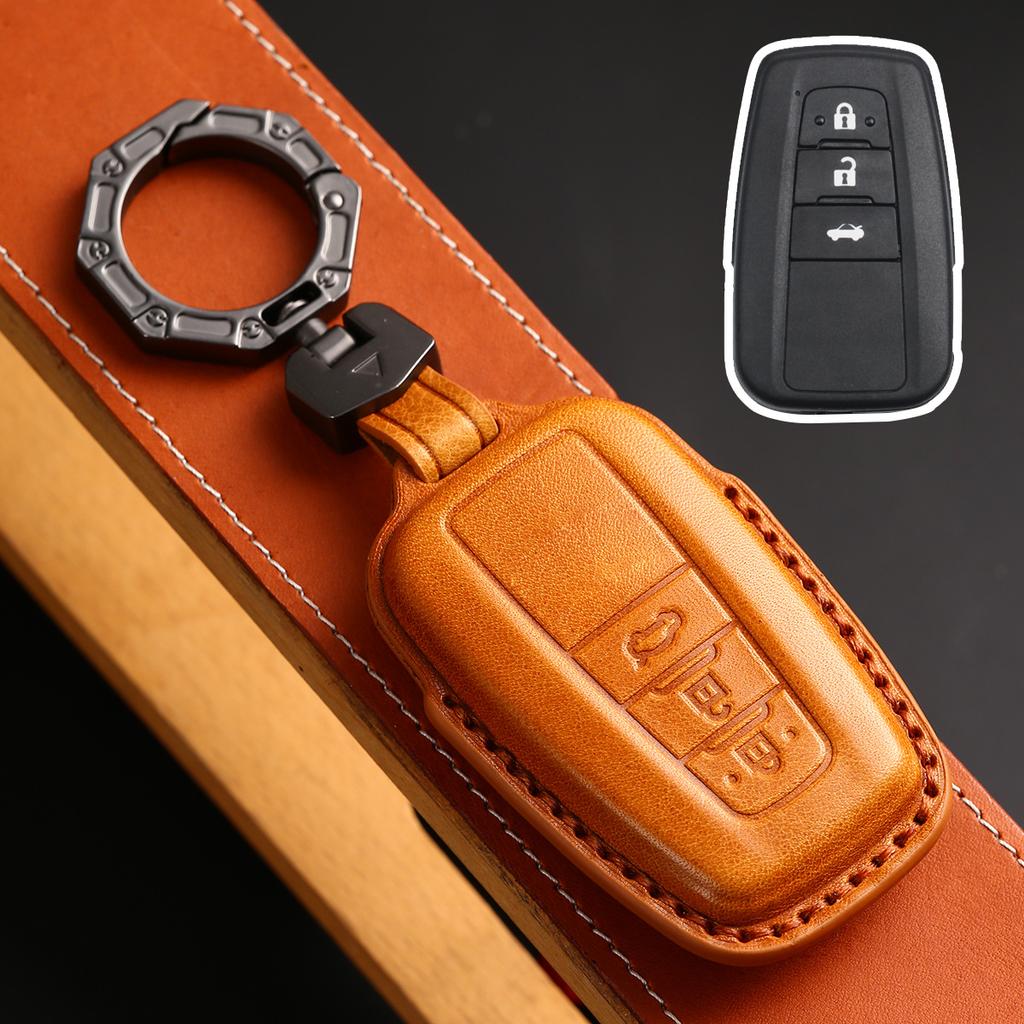 Leather Car Key Fob Case Cover Accessories For Toyota Sienna Rav4 Venza Mirai Hybrid Vehicles Alphard Previa Voxy