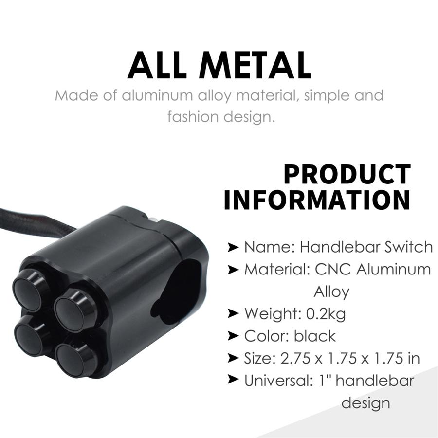 CNC 28mm Motorcycle Switch Handlebar 4 Optional Button Control W/ Wire Harness