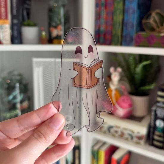 Průhledná záložka duch Halloween Roztomilý duch Záložka na čtení Gotický čtenářský doplněk pro milovníky knih Dárky