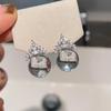 Zhuozhifan S925 Sterling Silver Ice Queen Crystal Diamond Stud Earrings
