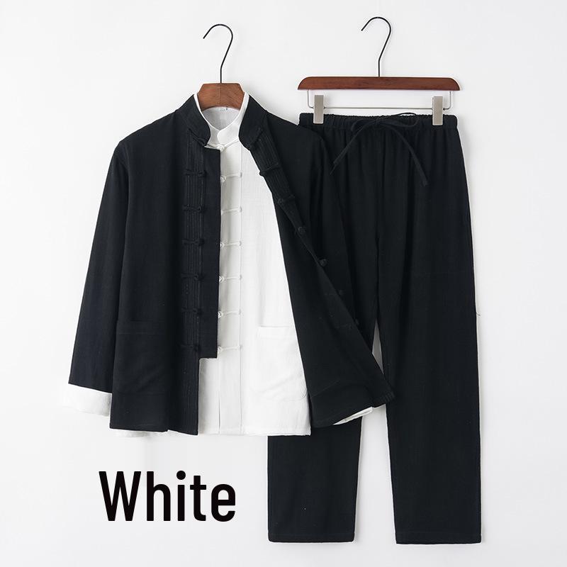 Men's Youth Linen Tang Suit - Chinese Style Zhongshan Jacket Hanfu Set