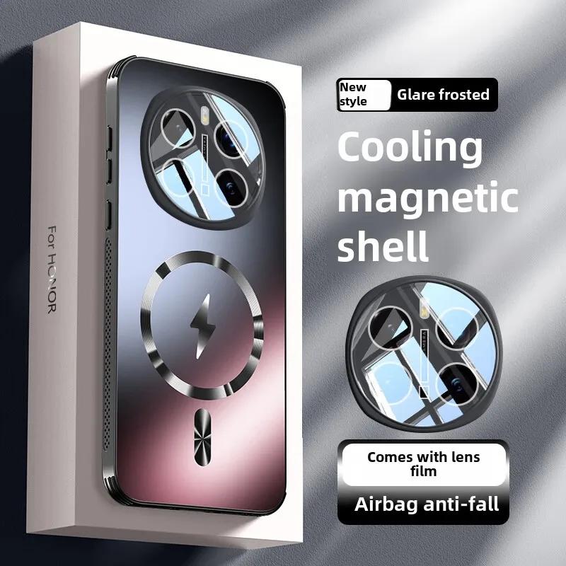 Magnetic Phone Case for Honor Magic 7 Pro, Heat Dissipation Matte Cover, Full Protection, Anti-Fall, Lens Protector