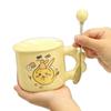 Cute Butter Ceramic Cup Mug with Lid Spoon High Value Birthday Gift Opening Event Souvenir Gift Cup