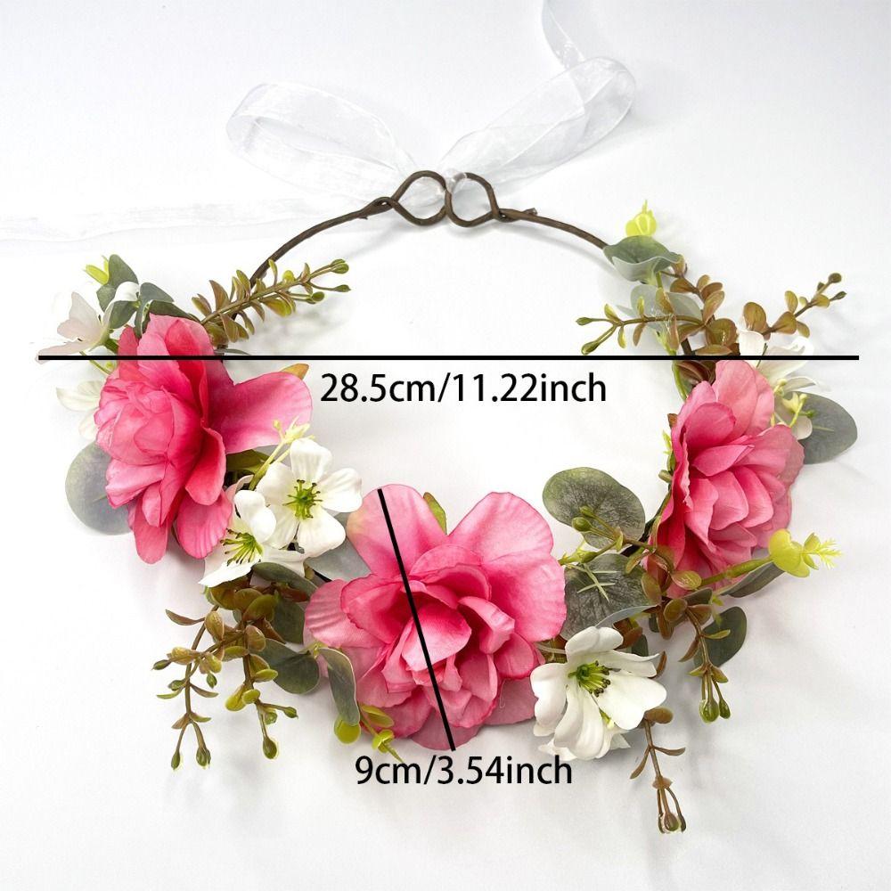 Boho Fluffy Flower Headdress Gradient Sweet Flower Crown Artificial Flower Headband Weddings
