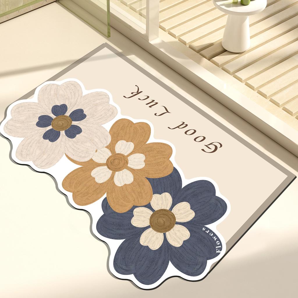 Blumenförmige Bodenmatte, rutschfeste und saugfähige Matte für den Badezimmereingang, Toilette, weiches Kissen, Badezimmer-Fußmatte