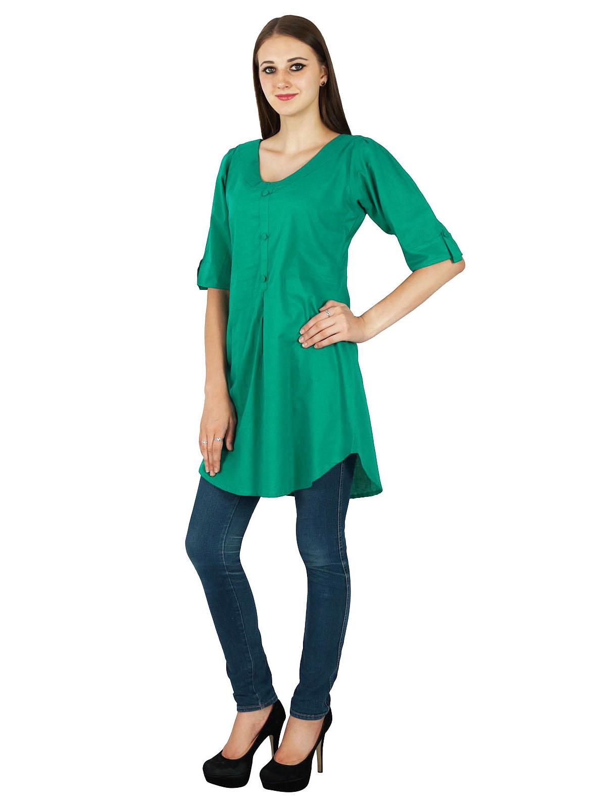 

Bollywood Tunic Solid Kurta Indian Designer Women Ethnic Kurti Cotton Top 6 зелений