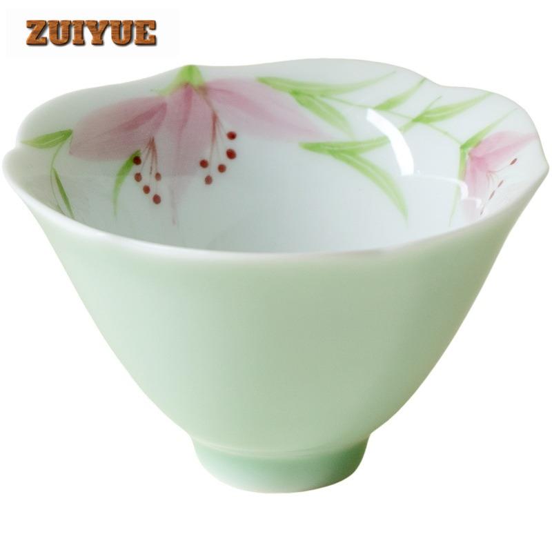 2pc/lot Hand-painted Wild Lily Teacup Retro Tea Bowl Sample Tea Cup Tea-tasting Personal Cup Jianzhan Master Cups Tea Items 85ml