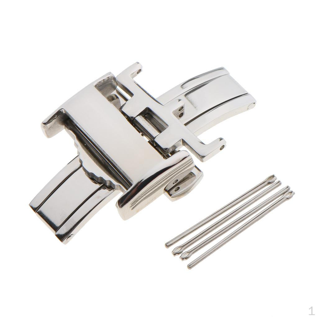 114mm Stainless Steel Push Button Butterfly Deployment Buckle Watch Clasp Leather Metal Wirstband