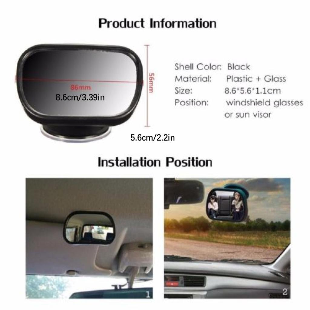 Lusterko wsteczne do samochodu, szerokie lusterko bezpieczeństwa do przedniej szyby, foteliki samochodowe dla niemowląt, przezroczyste odbicie, obrotowy o 360 stopni, regulowany