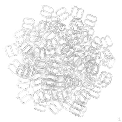 100 Pieces Bra Strap Adjustment Adjuster Slider Buckle Hooks Bikini Fastener - Clear, 8mm