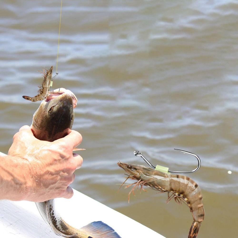 10Pcs High Strength Luminous Live Shrimp Fishing Hooks Sea Bass Carbon Steel Hook  Grouper