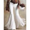 Women's Western Tassel Suede Pants Spring Summer Personality Street Solid Color Mid Waist Trousers