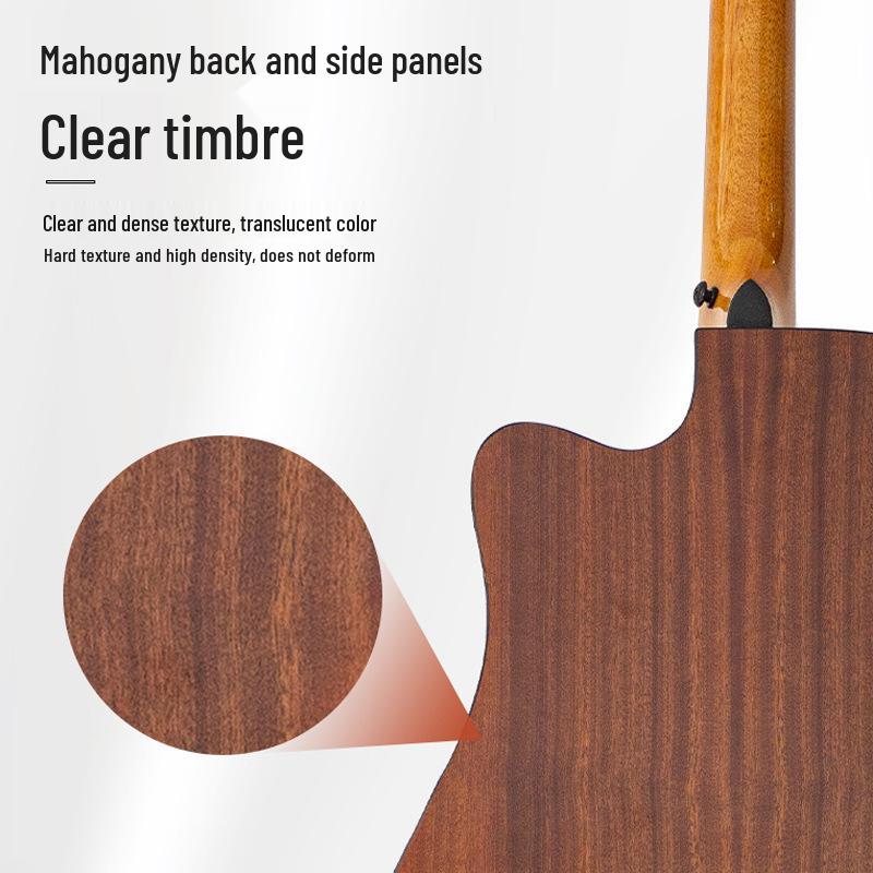41-inch Spruce Top Acoustic Guitar - Bright Finish, Beginner Friendly, Wooden Design