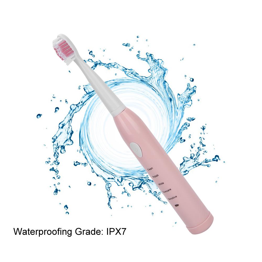Electric Sonic Toothbrush USB Rechargeable Waterproof Adult Electric ToothbrushPink