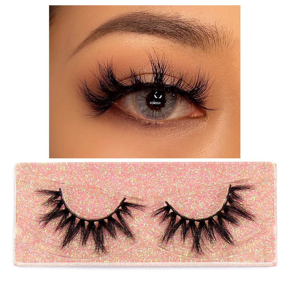 FOXESJI Wimpern 3D Nerz Falsche Wimpern Flauschig Weich Natürlicher Streifen Nerz Wimpern Verlängerung Volumen Fake Wimpern Dicke Wimpern