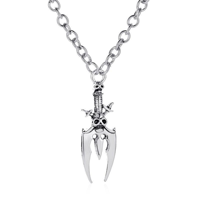 Gothic Diablo Skull Pendant Necklace Personality Punk Hip Hop Alloy Old Collarbone Chain Halloween Ornament Wholesale