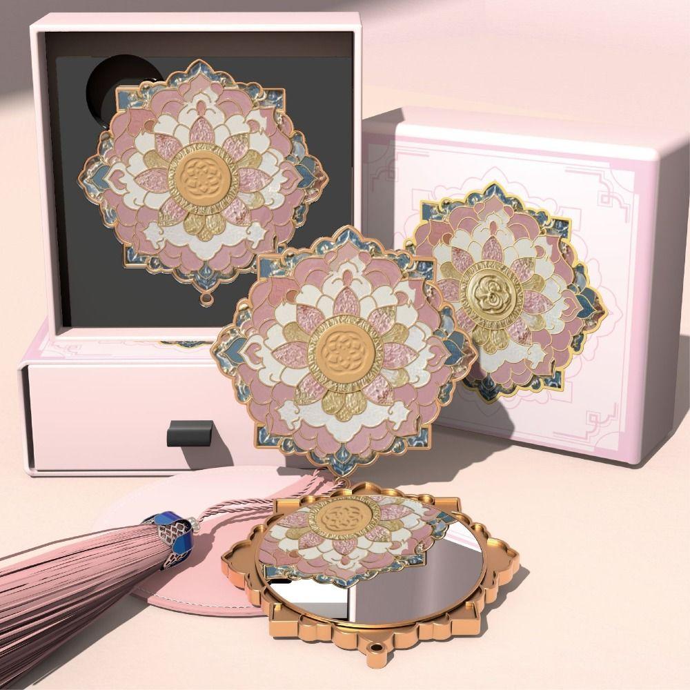 Quaste Chinesischer Stil Spiegel Exquisiter Schminkspiegel Tragbarer 3D-Blumen Make-up Spiegel Geschenk