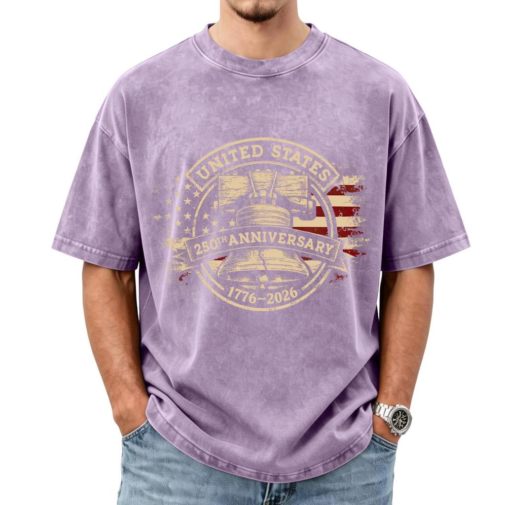 United States 250th Anniversary 1776 2026 Short Sleeve T Shirt Crew Neck Graphic Liberty Bell Print Casual Top Tee